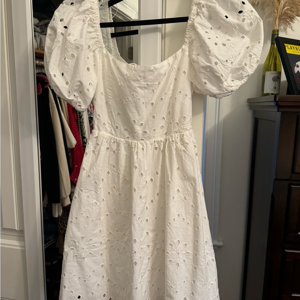 Elegant White Eyelet Dress